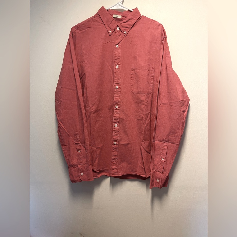 - J Crew Factory Men’s Slim Button Down Pink 100% Cotton Size L